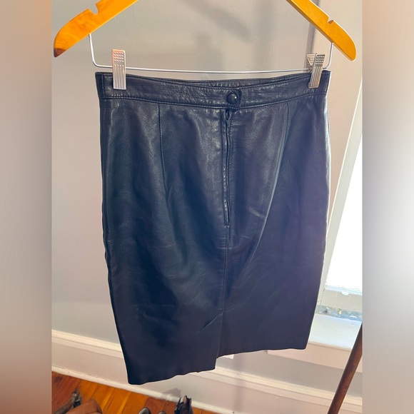 Vintage Leather Mid-length Skirt - Picture 1 of 7